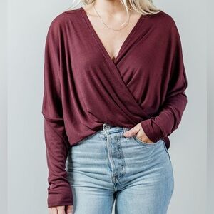 ALTAR’D STATE Cross Drape Long Sleeve Shirt Top EUC